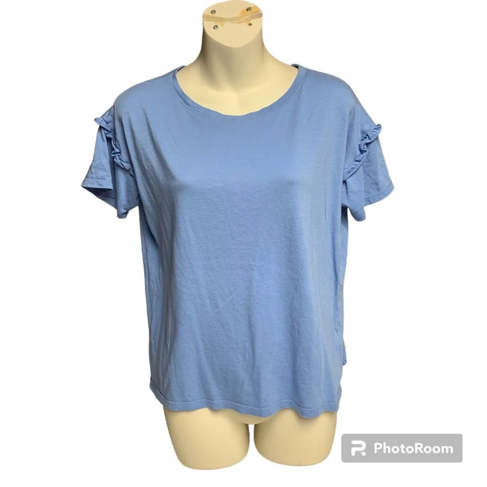 Double Zero cornflower blue size small ruffle sleeve top